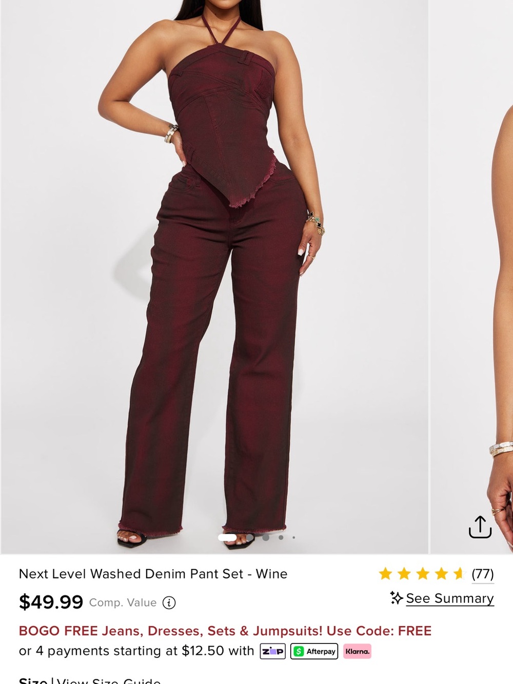 Next Level Apparel Wine Strapless Wide-Leg Jumpsuit